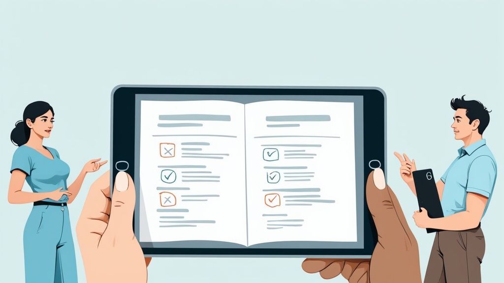 Une équipe collabore autour d'un ordinateur portable pour mettre en place un nouveau système.