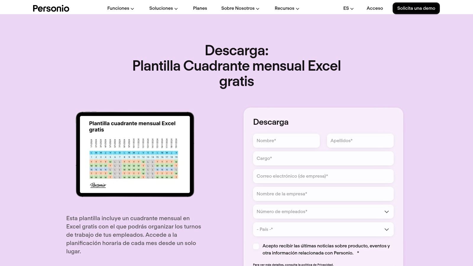 3. Personio: Cuadrantes mensuales detallados y bien documentados