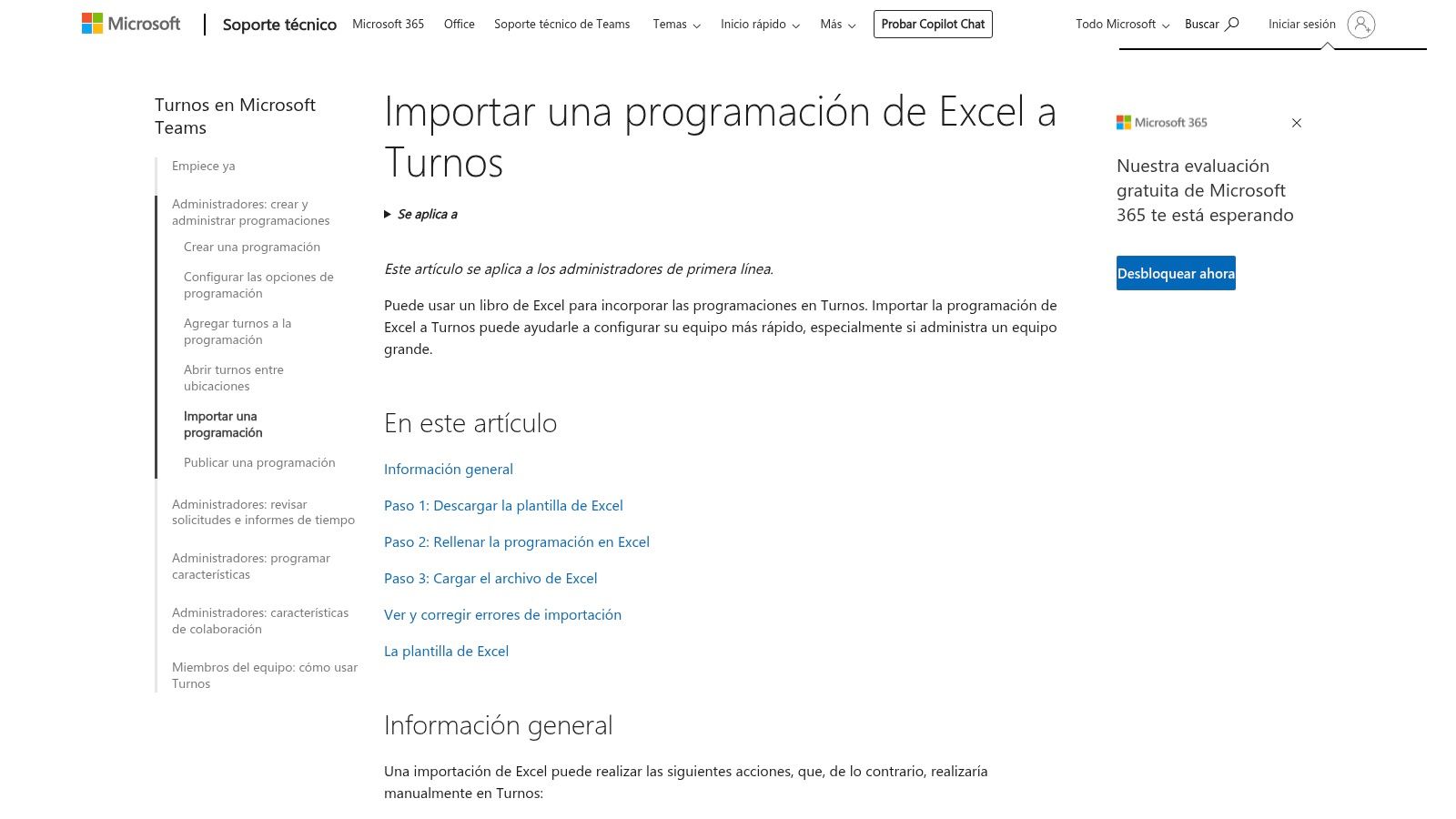 Microsoft Teams (Turnos) - Plantilla oficial de importación