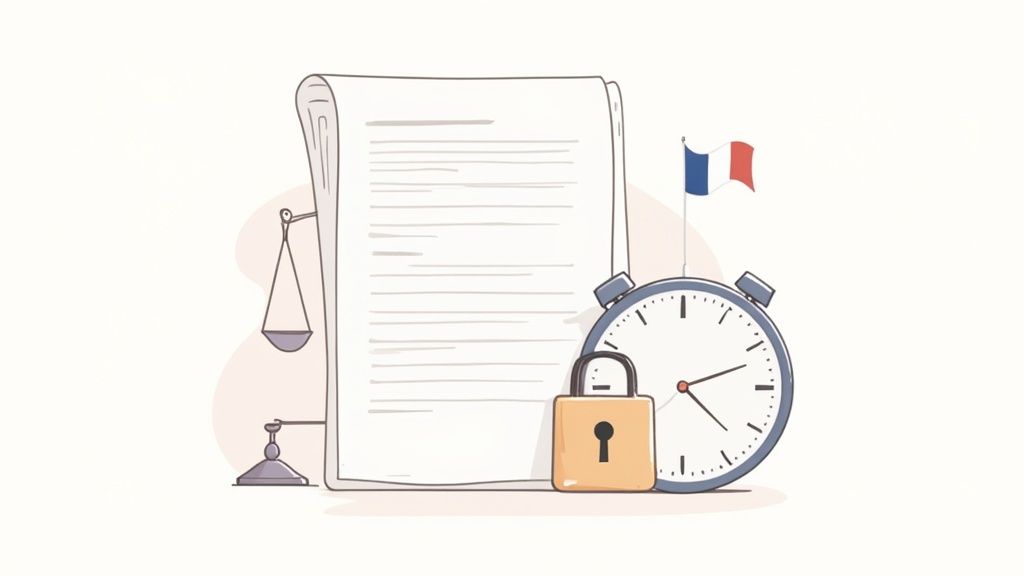 Un document légal et un stylo posés sur un bureau, symbolisant la conformité juridique