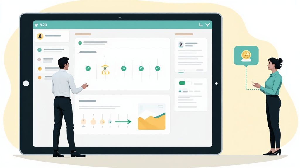 Gerente de RRHH usando un software de planificación en su ordenador.