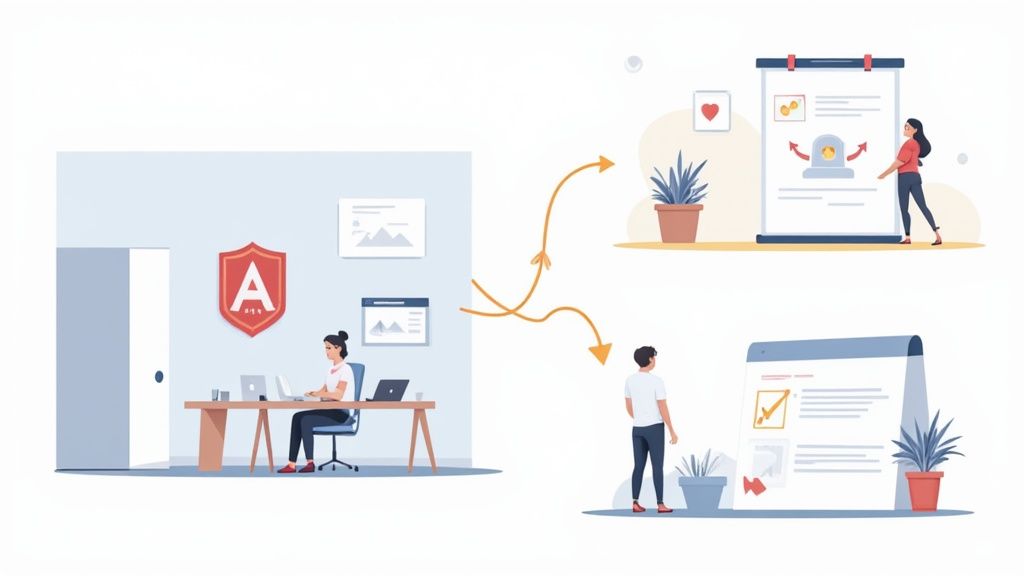 Une personne utilise une tablette pour gérer les horaires de travail, illustrant l'intégration de la badgeuse avec le planning.