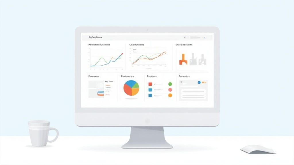 Un écran d'ordinateur affiche un tableau de bord avec divers graphiques et indicateurs de performance.