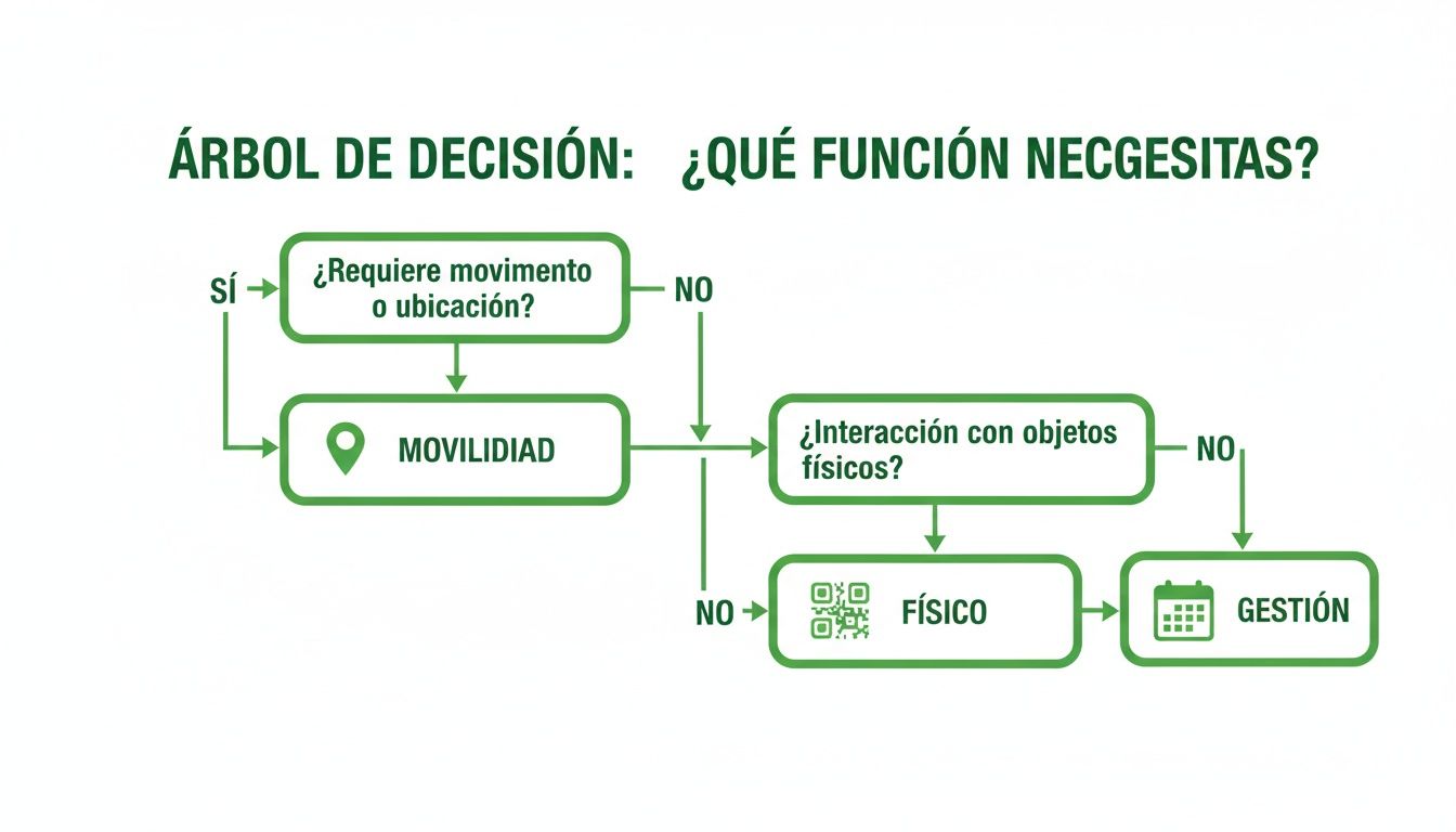 Árbol de decisión para identificar la función necesaria: Movilidad, Físico o Gestión.