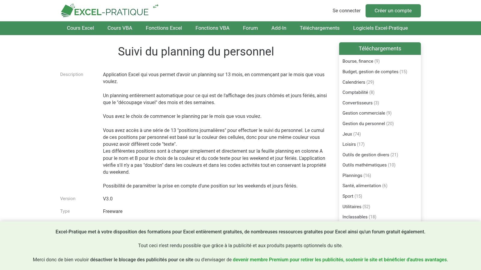 Excel‑Pratique – Suivi du planning du personnel (FR)