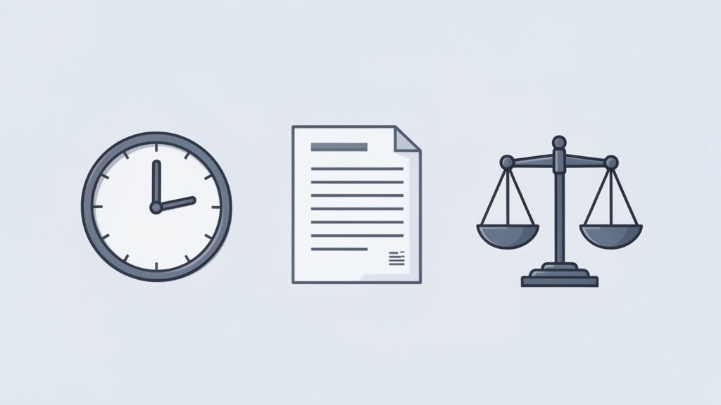 Représentation visuelle des concepts juridiques : temps, contrats et justice pour les majorations horaires.