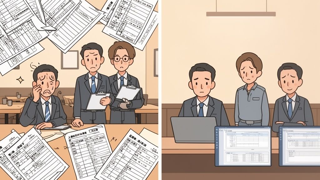 Van papieren chaos en stress naar een efficiënte, digitale werkplek met minder zorgen.