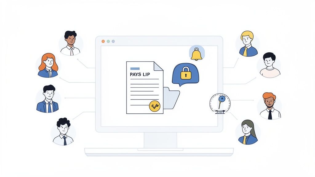 Een online systeem voor veilige toegang tot loonstroken en meldingen voor meerdere gebruikers.