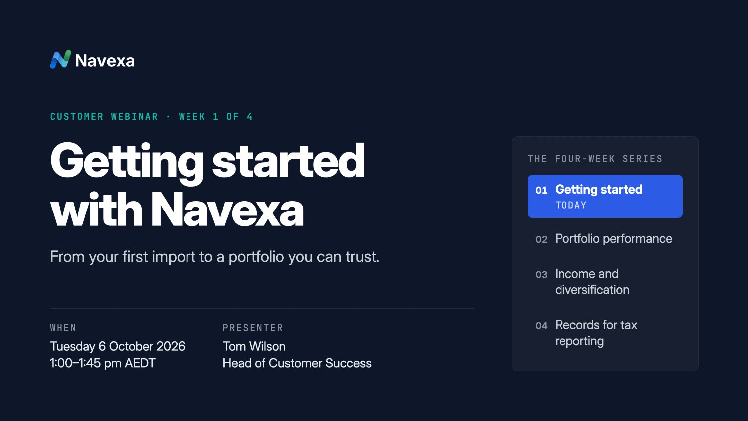 Slide 1 of 24: Getting started with Navexa