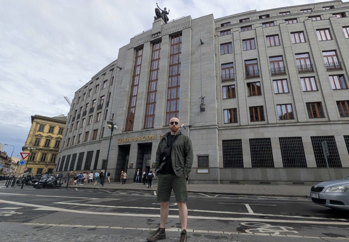 Why I'm standing outside this bank in Prague