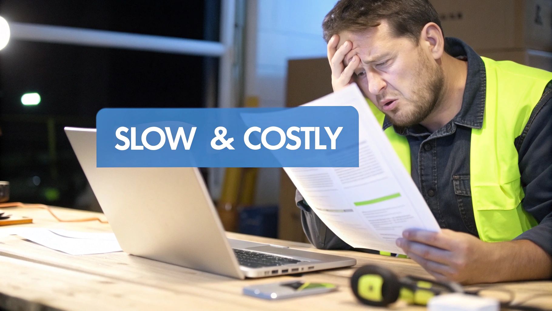 Two security professionals looking frustrated at a computer screen