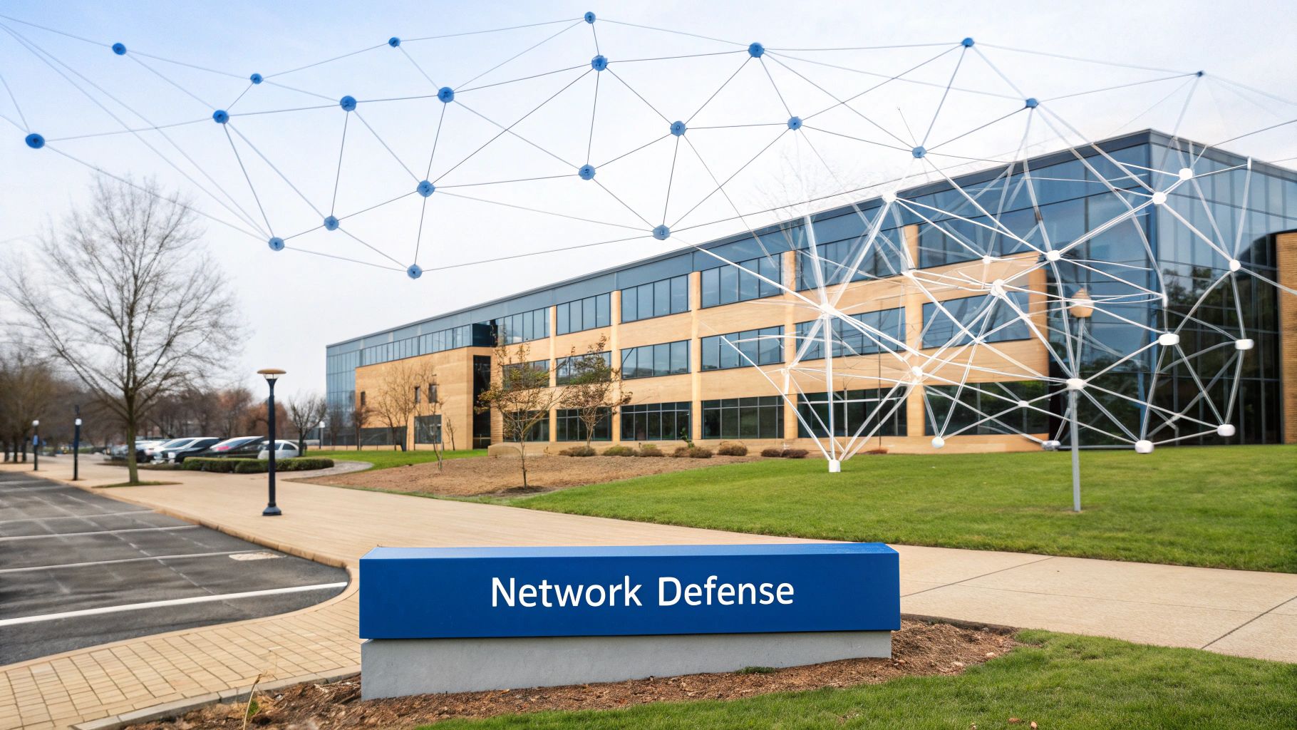 A security professional analyzing network diagrams on a screen