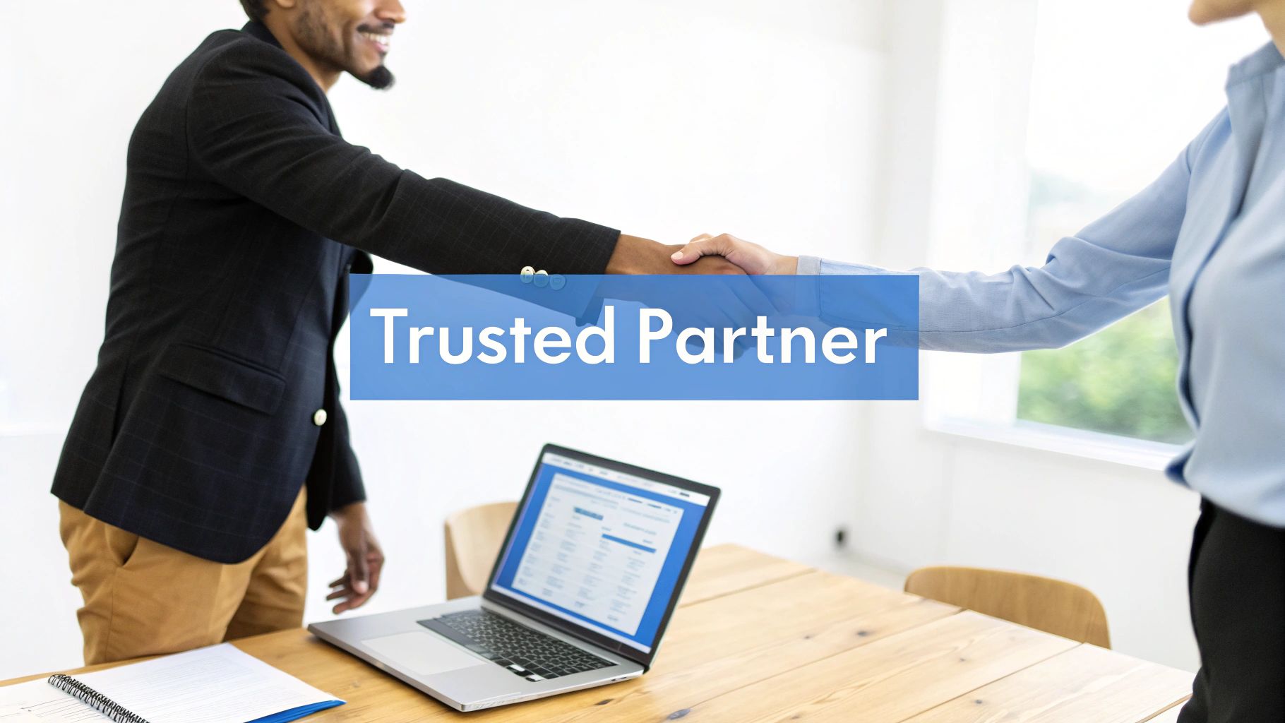 A team of professionals collaborating around a table, symbolizing a strategic partnership in cybersecurity.