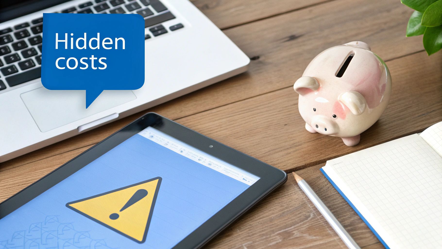 A person using a magnifying glass to inspect a red warning sign on a computer screen, symbolizing the detection of security vulnerabilities.