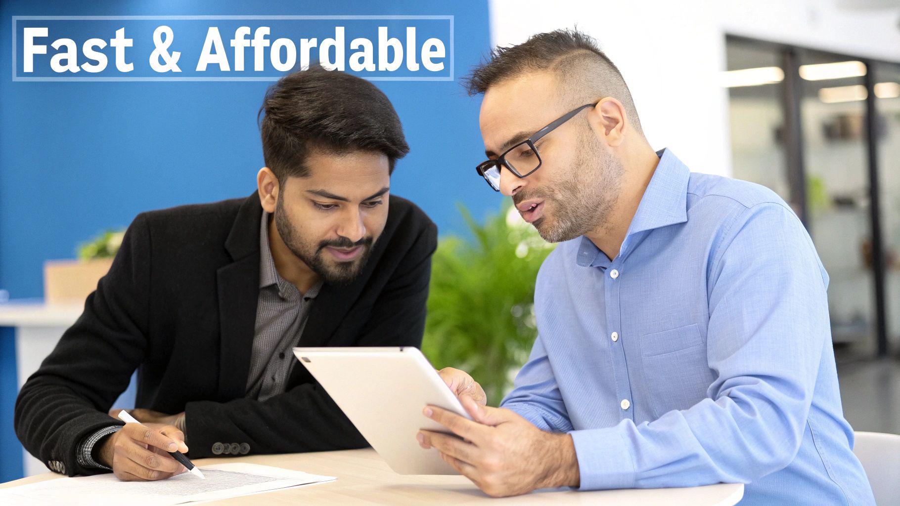 A smiling business owner reviewing a clear and concise security report, showing the value of grey box testing.