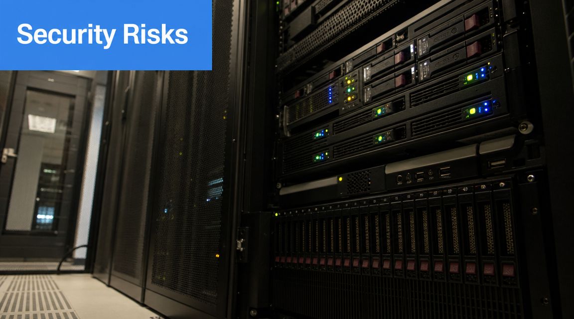A server rack in a modern data center, featuring hardware components and blinking LED status lights.
