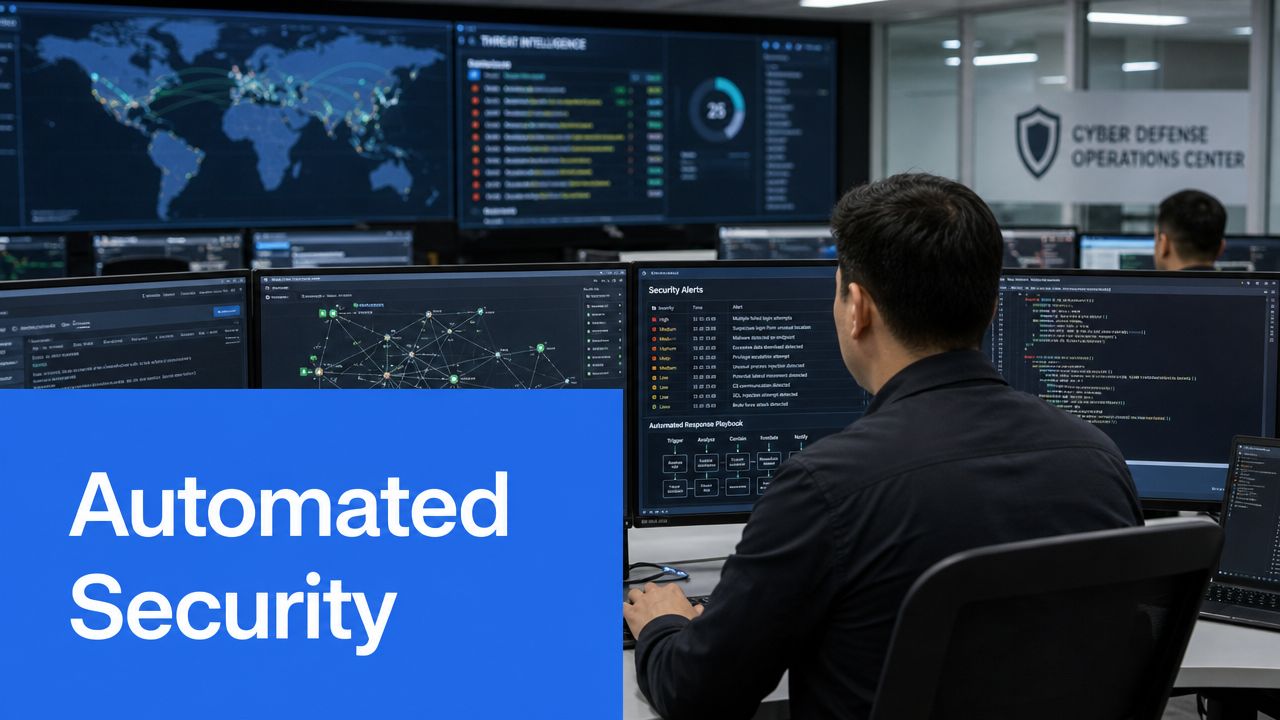 A cybersecurity professional monitoring complex network traffic and security threats in a high-tech operations center.