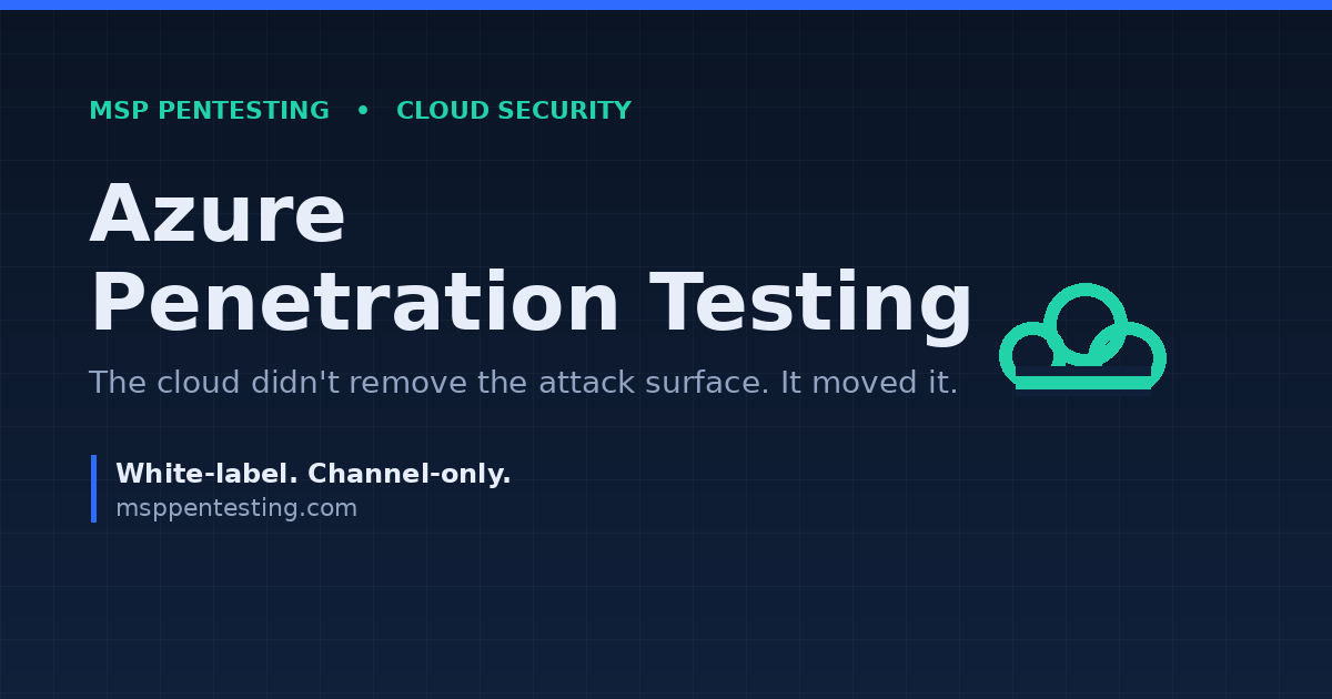 Azure Penetration Testing title graphic with a cloud icon on a dark MSP Pentesting branded background.