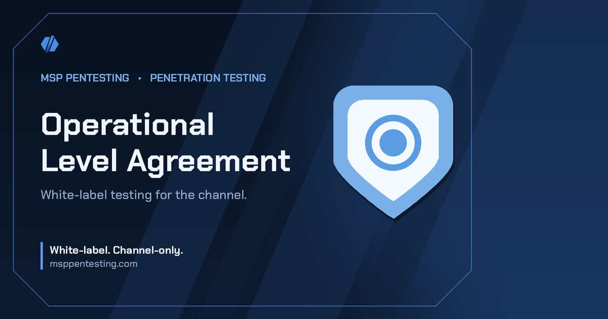 Operational Level Agreement title card with a shield icon in the MSP Pentesting brand style.