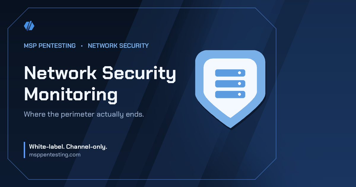 Network Security Monitoring title card with a shield icon in the MSP Pentesting brand style.