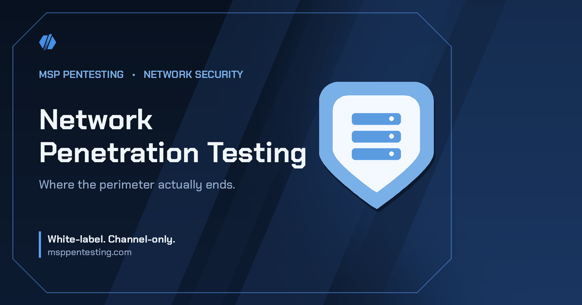 Network Penetration Testing title card with a shield icon in the MSP Pentesting brand style.
