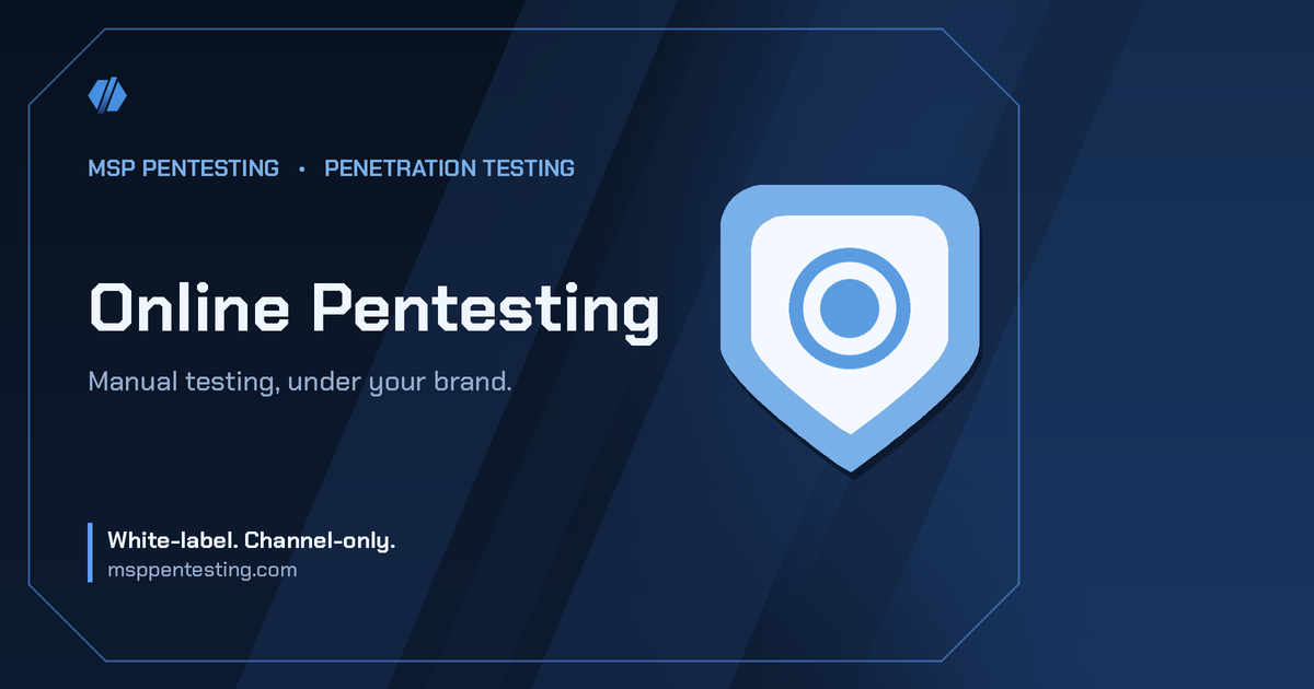 Online Pentesting title card with a shield icon in the MSP Pentesting brand style.