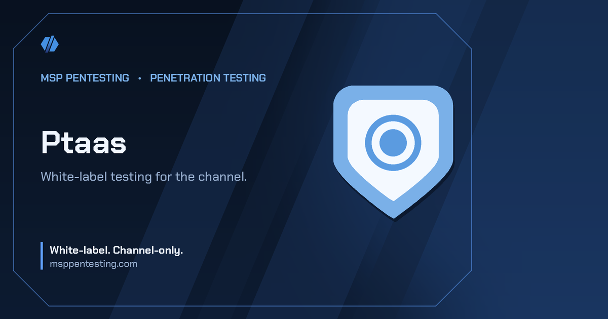 Ptaas title card with a shield icon in the MSP Pentesting brand style.