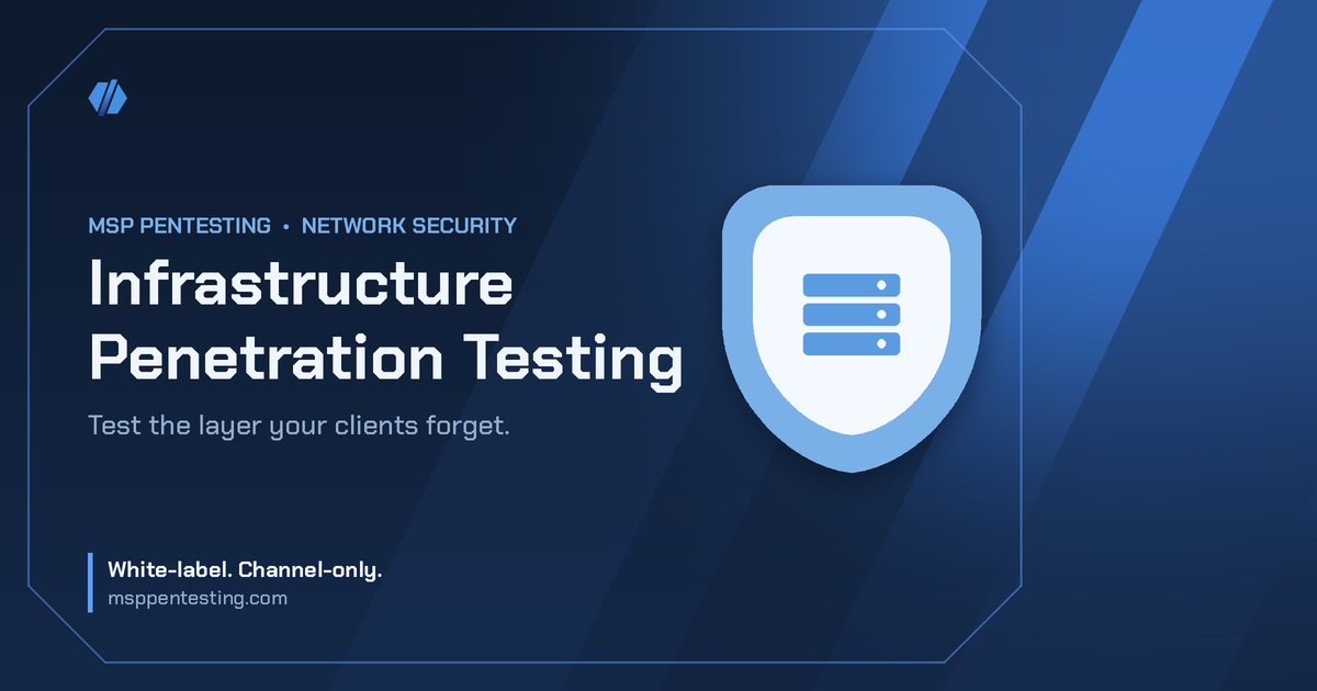 Infrastructure Penetration Testing title card with a server icon in the MSP Pentesting brand style.