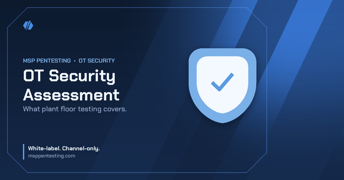 OT Security Assessment title card with a check icon in the MSP Pentesting brand style.
