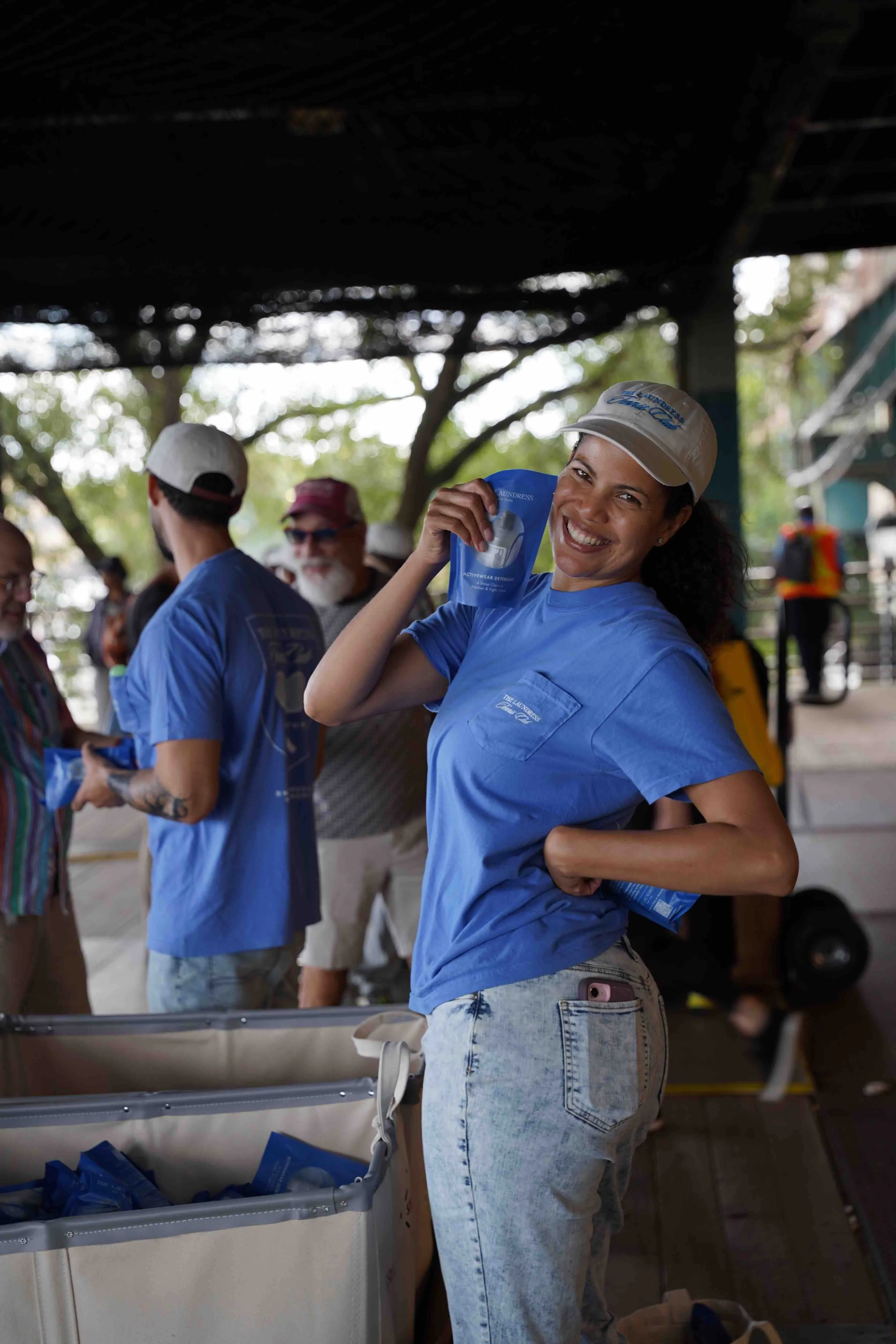 A person wearing blue shirt