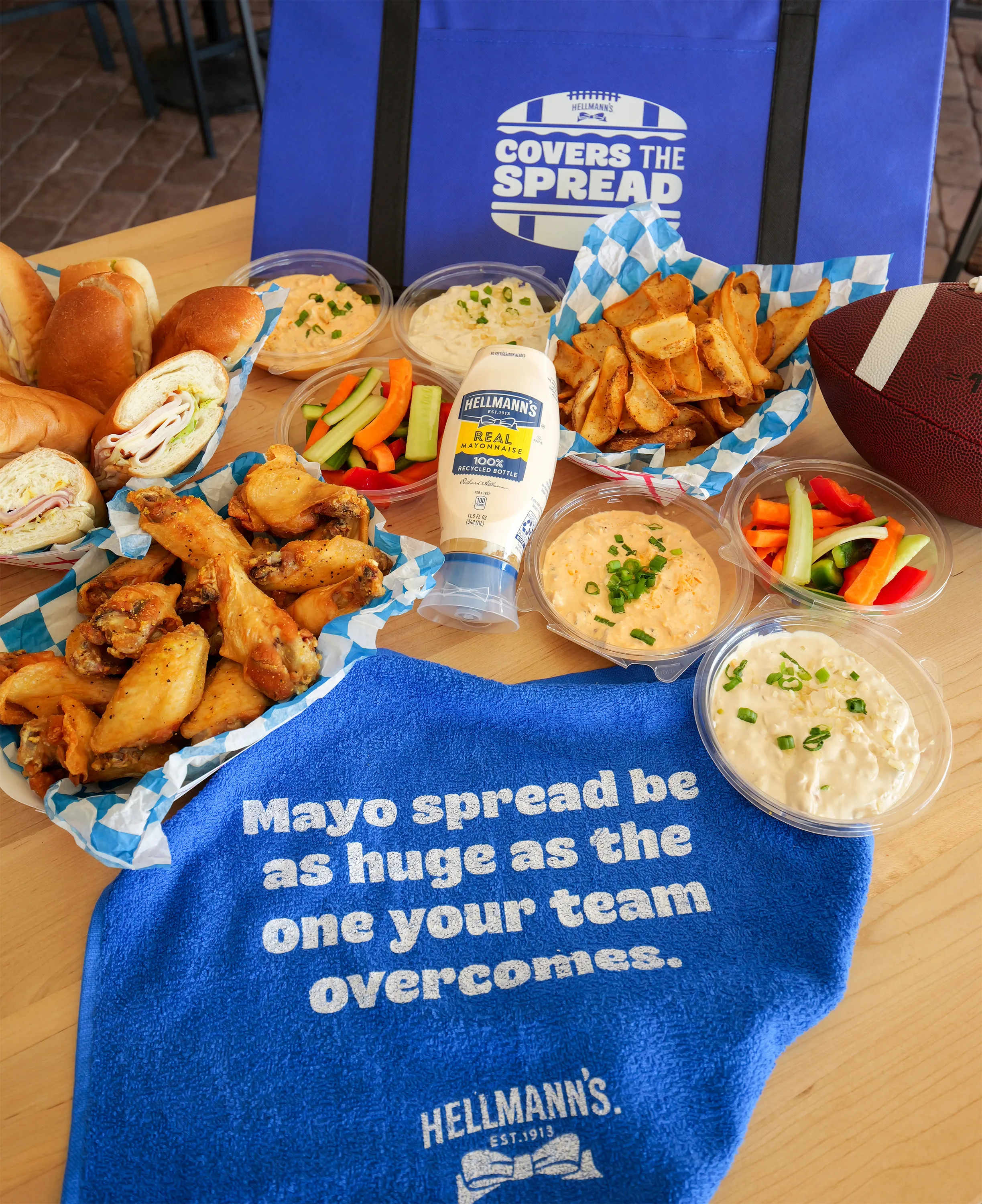 Meet up with NFL fans with the week’s worst odds of winning and console them with epic sandwich and condiment giveaways.
