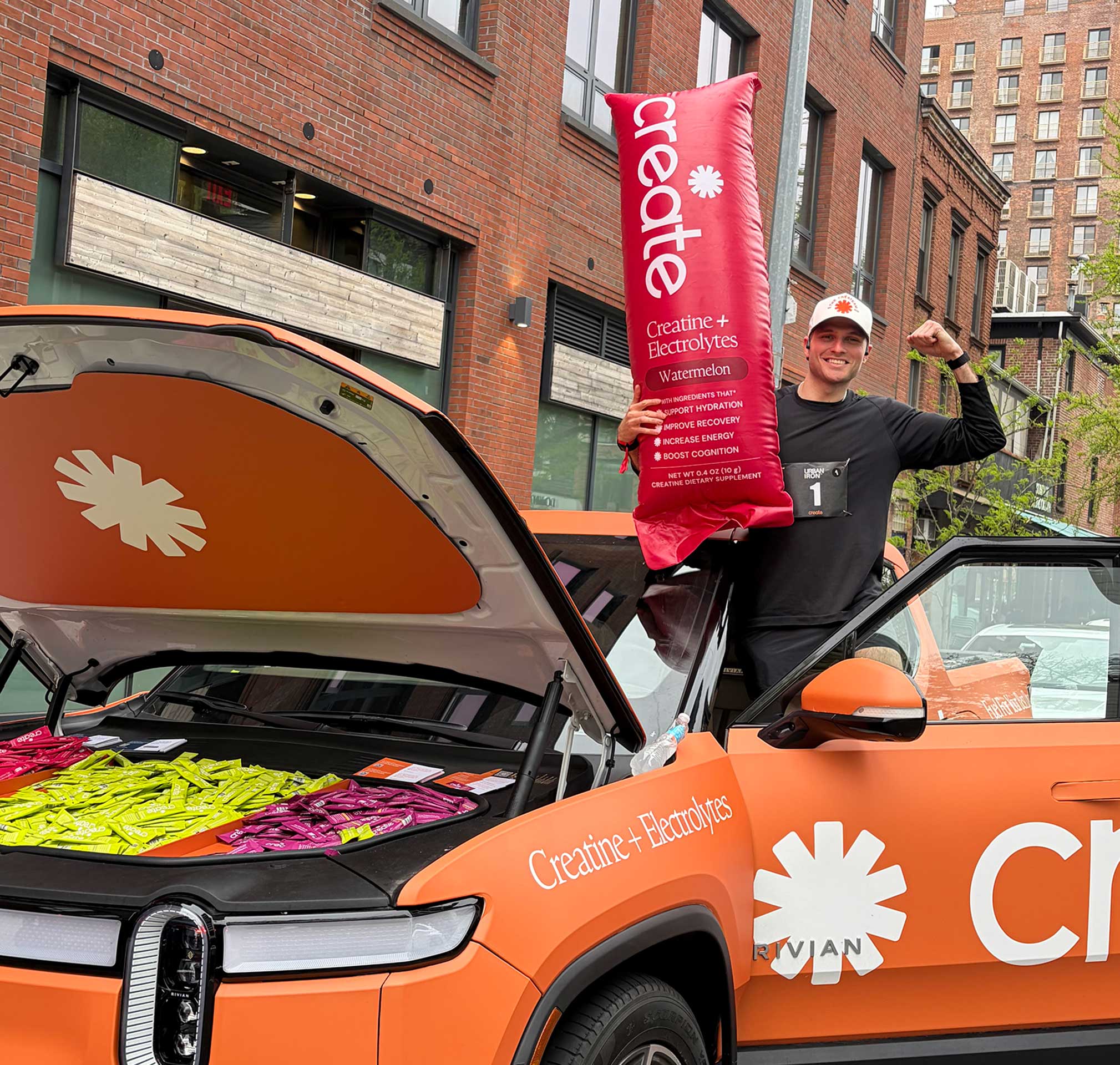 Introduce CREATE's Creatine + Electrolyte formula to New York City's running community through a grassroots mobile tour that educated consumers, drove product trial, and established the brand as an authentic part of run club culture.