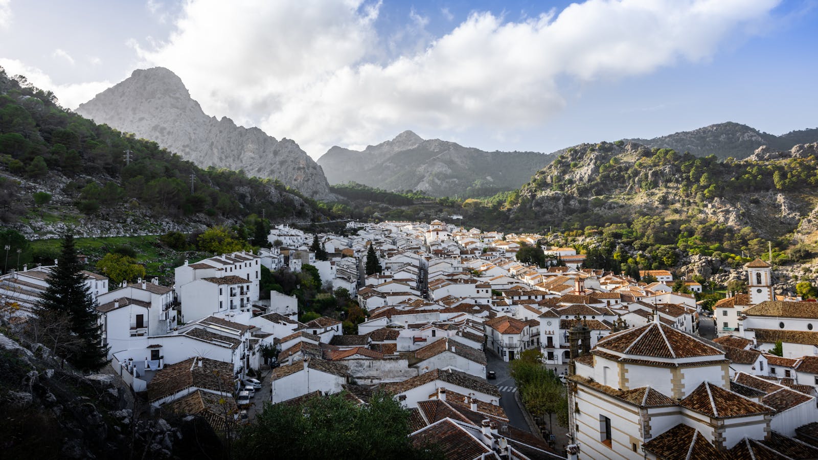Andalusian white village in Sierra mountains - Costa del Sol road trip