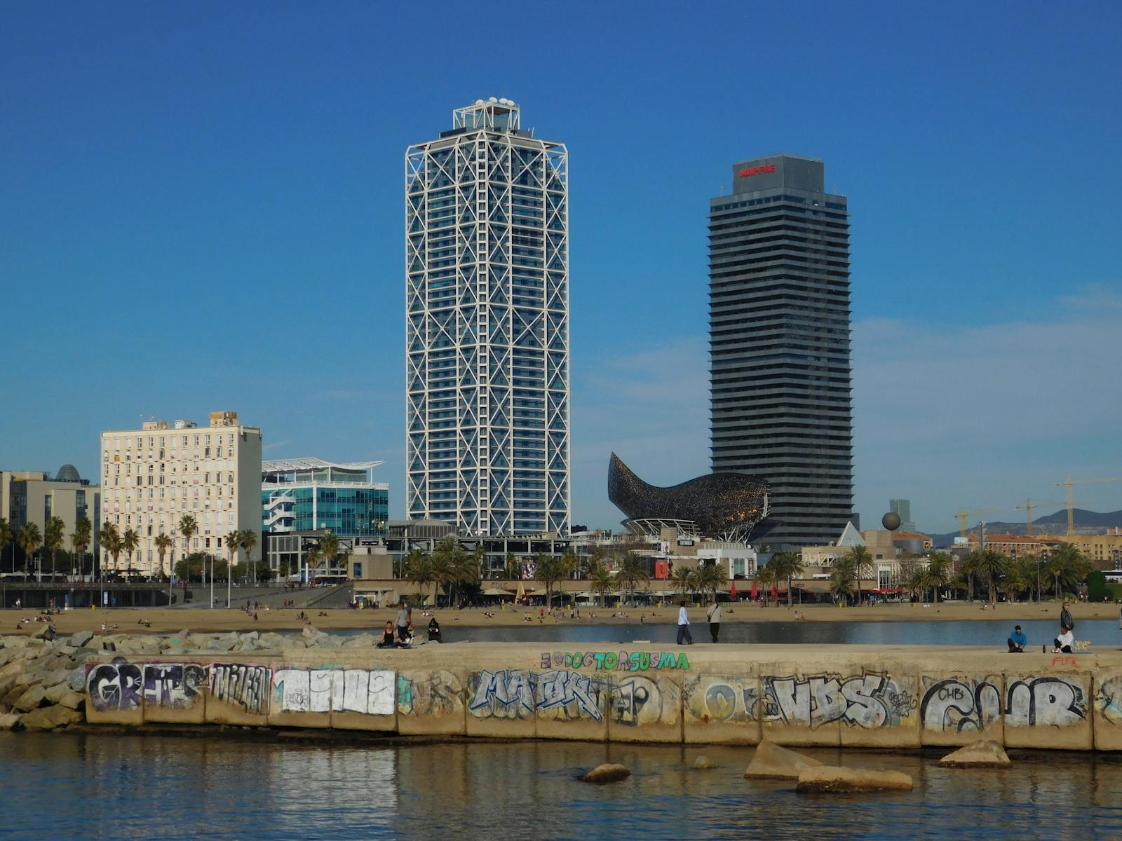 Barceloneta beach and skyline - Barcelona to Alicante road trip