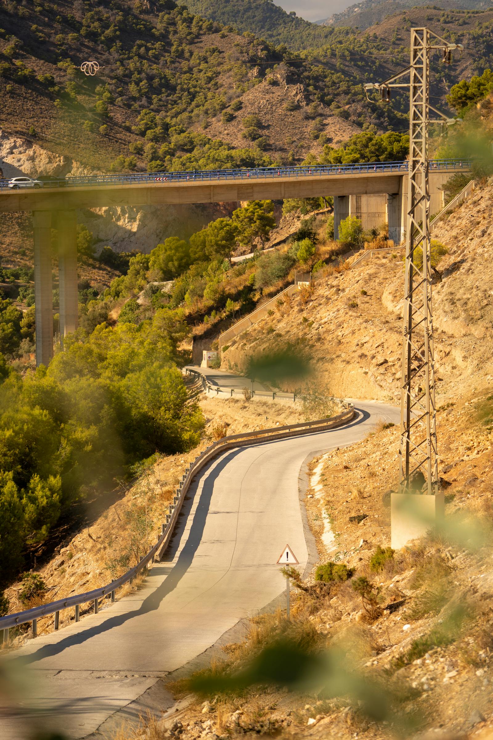 Andalusian mountain bridge road - driving in Spain UK licence