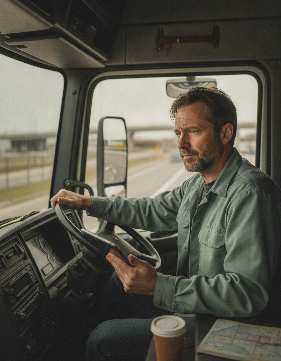 Vrachtwagenchauffeur onderweg