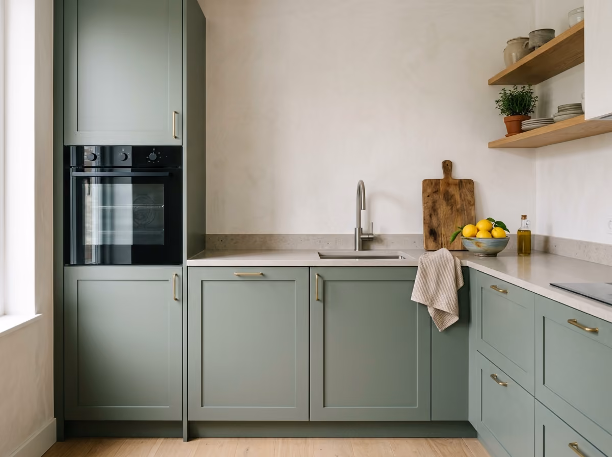 Vaste keuken met ingebouwde oven en werkblad — valt onder de woonhuisverzekering, niet onder inboedel