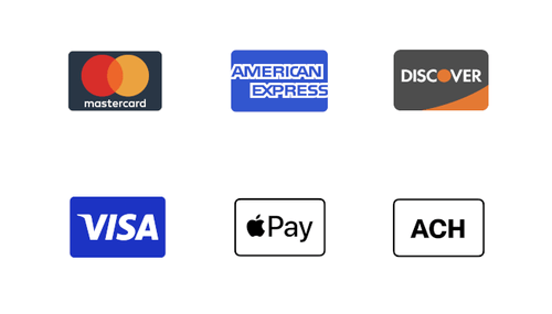 A graphic of payment methods accepted by TripleZip: All credit cards, banks, and Apple Pay