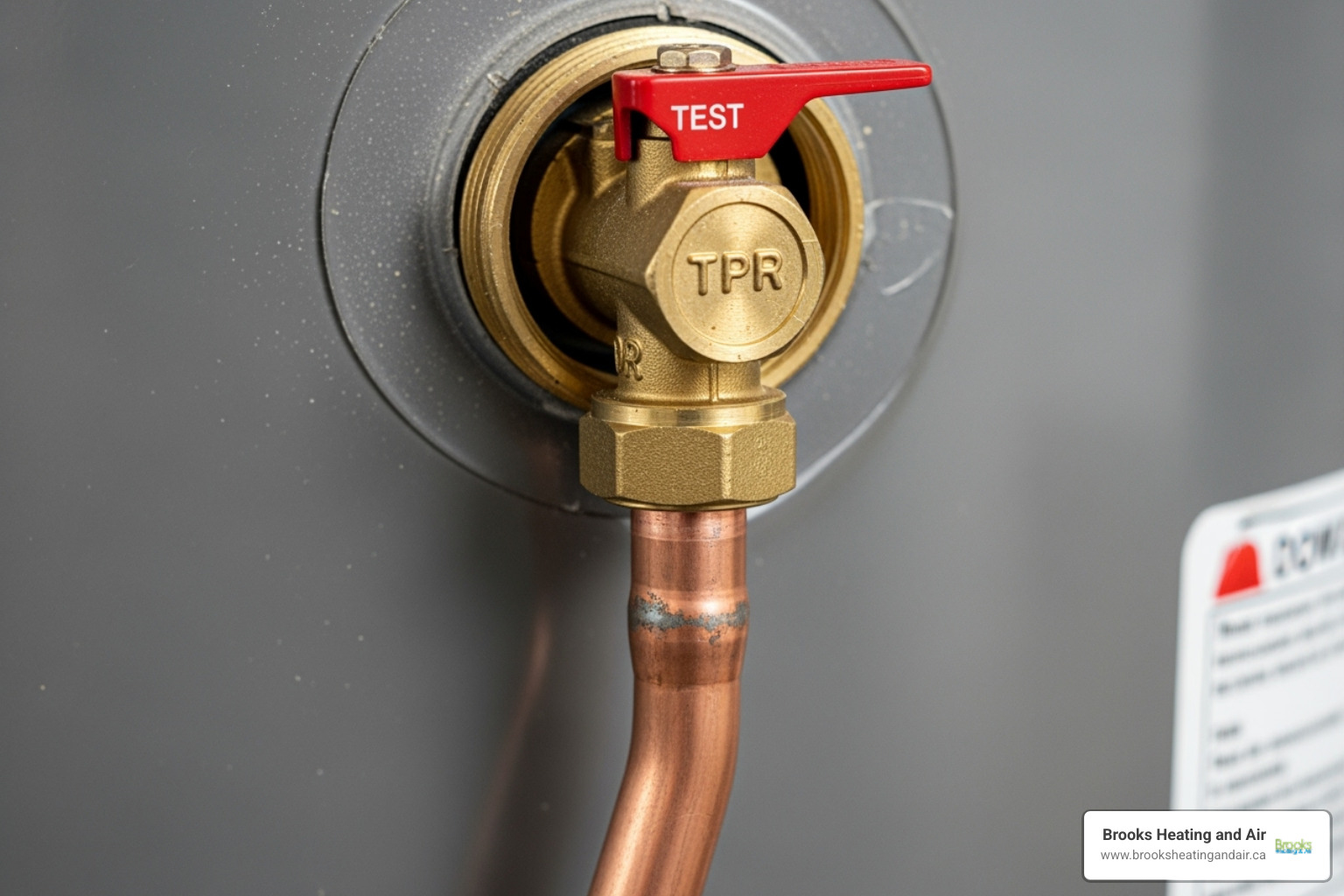 Image of a water heater's temperature and pressure relief valve - water heater installation milton