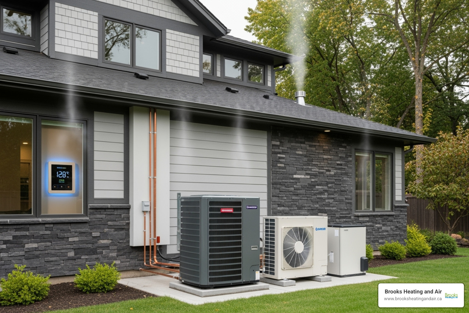 Home with callouts for heating and cooling systems - hvac repair in milton
