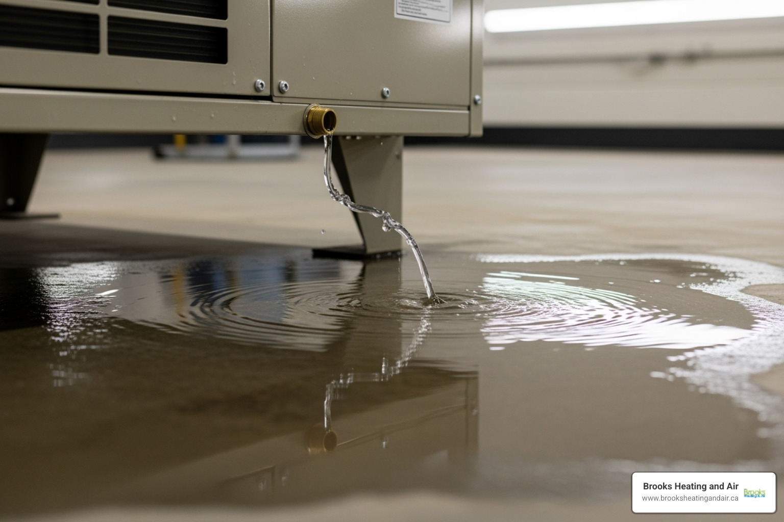 Water pooling around an indoor AC unit, indicating a clogged condensate drain or other leak - hvac repair milton