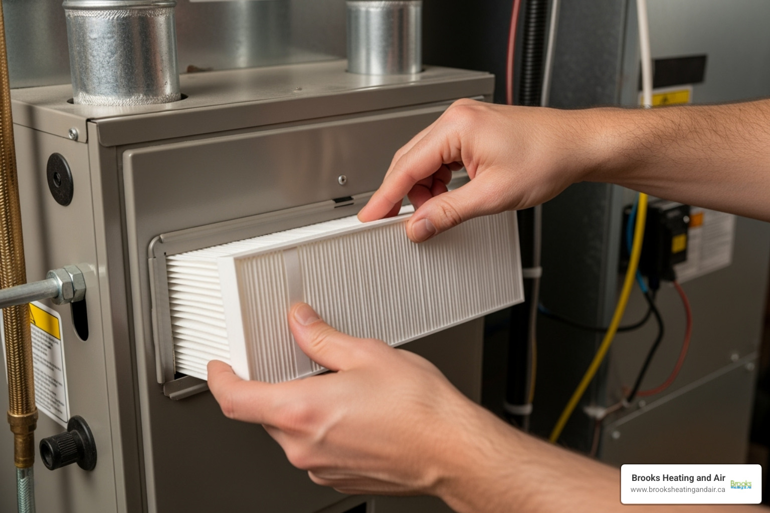 homeowner changing furnace filter - Furnace repair Brampton