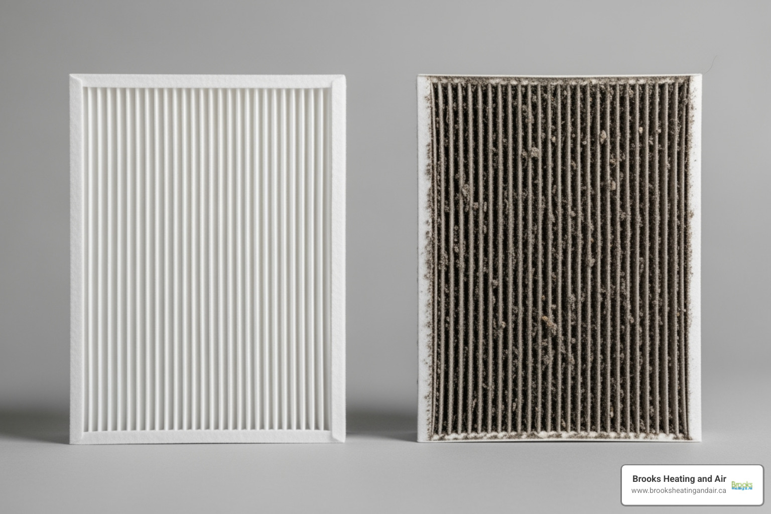clean air filter being compared to a dirty one - Air conditioner repair Milton
