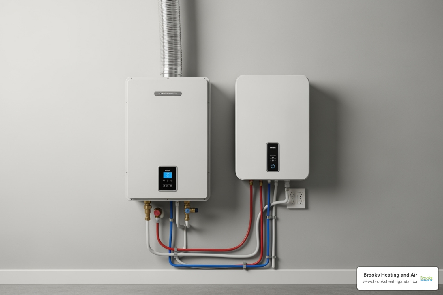 side-by-side of a gas and an electric tankless unit - Best tankless water heater