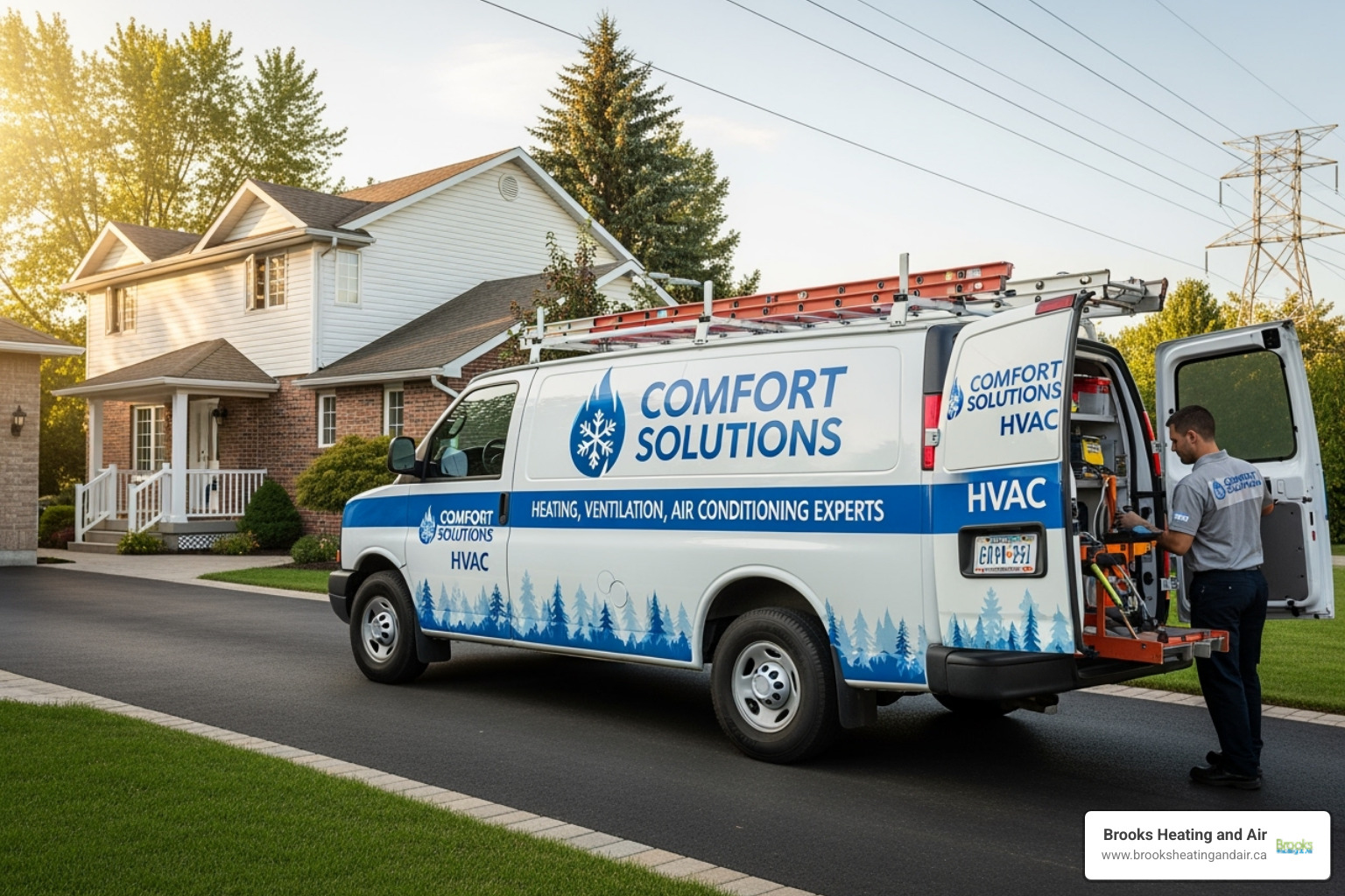 A professional HVAC technician's service van with clear branding - emergency hvac repair georgetown