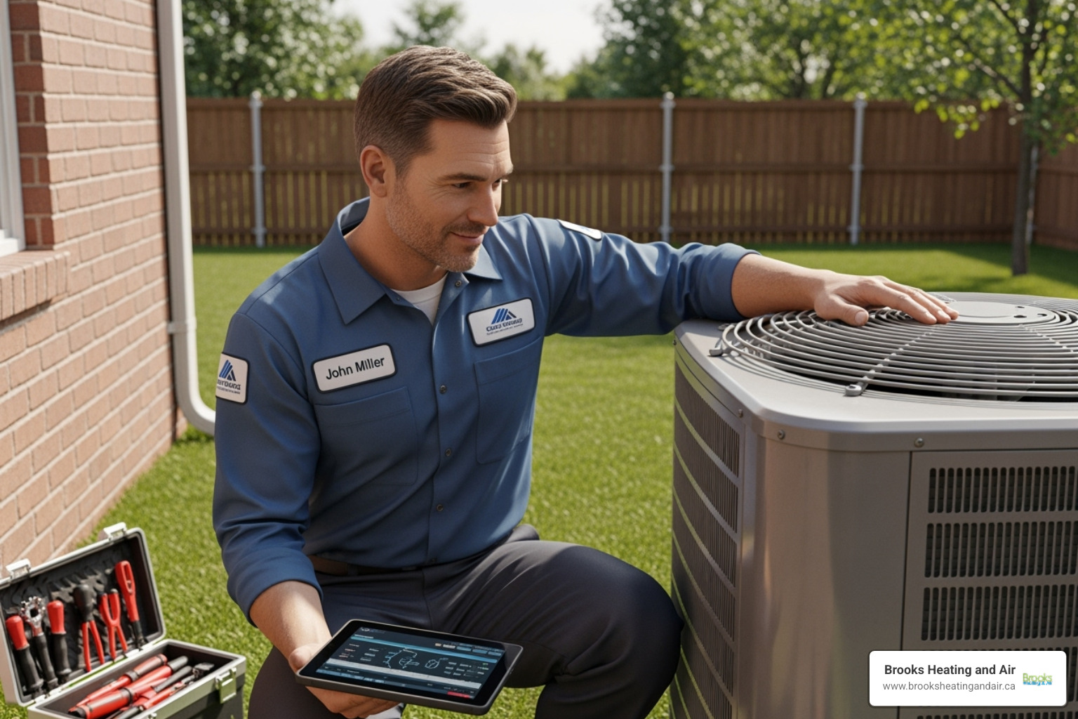 certified technician working on an HVAC unit - climatecare dealer ontario