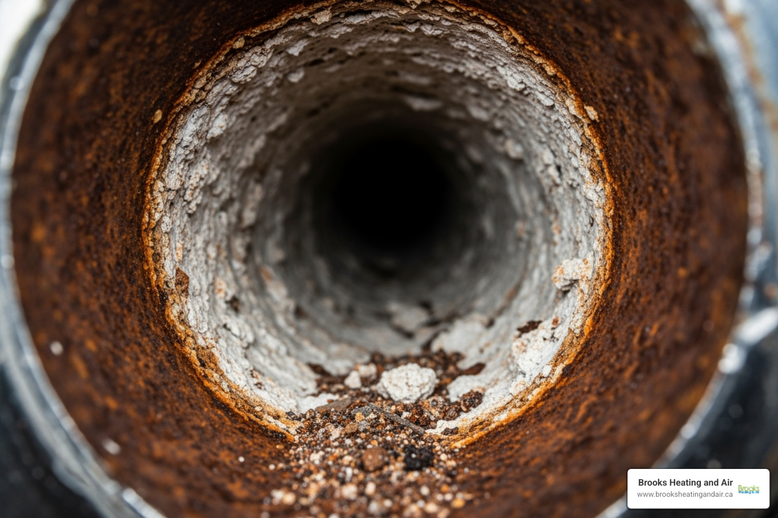 Mineral scale buildup inside a water pipe or heat exchanger - instant hot water repair