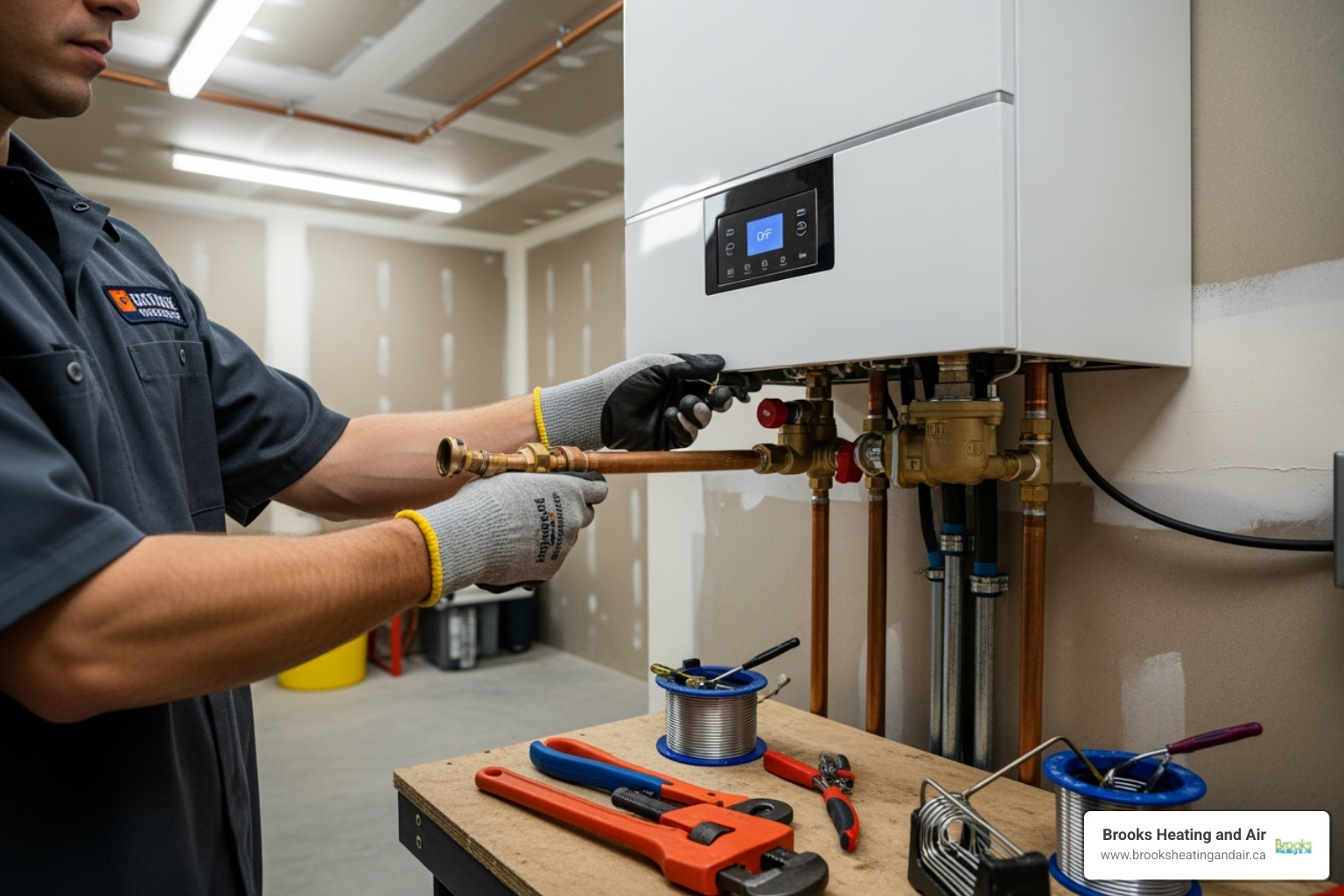 Technician professionally installing a new boiler - Boiler Installation and Replacement in Milton, ON