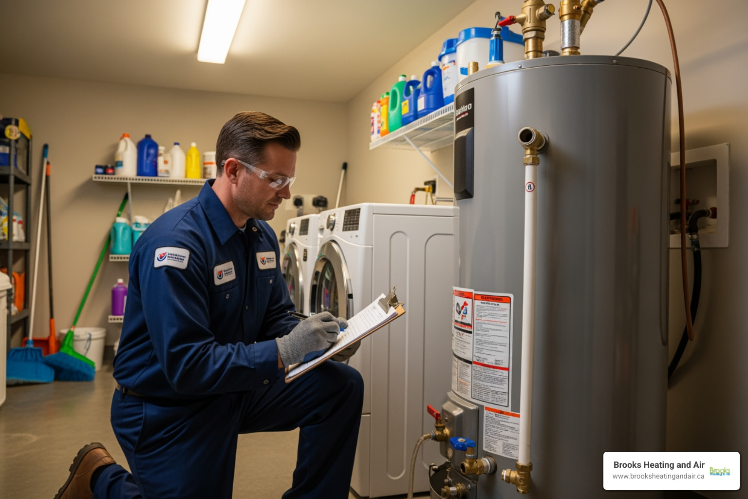 technician performing a maintenance check with a clipboard - Water Heater Repair and Maintenance in Milton, ON technician performing a maintenance check with a clipboard - Water Heater Repair and Maintenance in Milton, ON