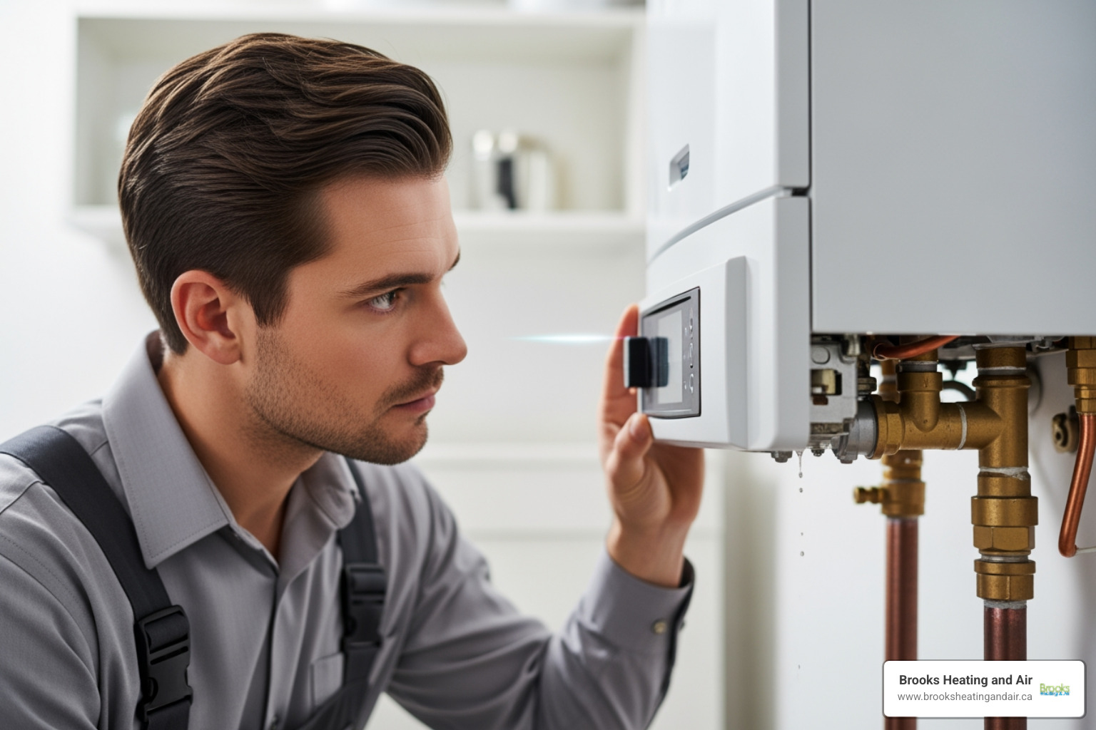 Infographic showing common boiler problems and when to call for professional help: no heat or hot water requires immediate service, strange noises like banging or whistling indicate air in the system or sediment buildup, water leaks need urgent attention to prevent damage, low pressure can often be topped up but persistent drops need professional diagnosis, error codes on modern boilers require expert interpretation, and foul smells especially gas odors require immediate shutdown and emergency service - boiler repair Georgetown ON